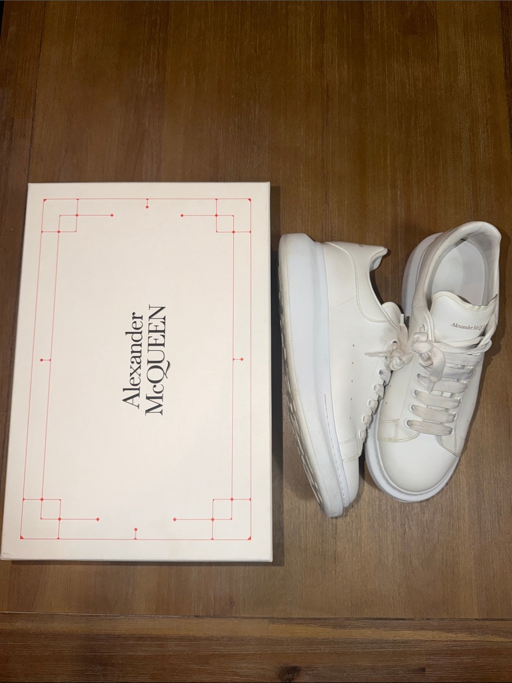 Alexander McQueen White Leather Low-Top Oversized Sneakers